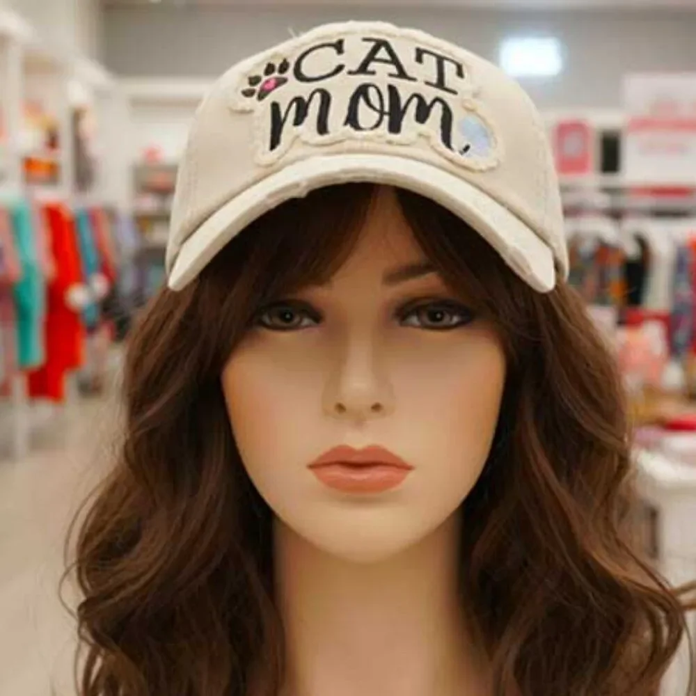 Ladies Stone Cat Mom Baseball Cap